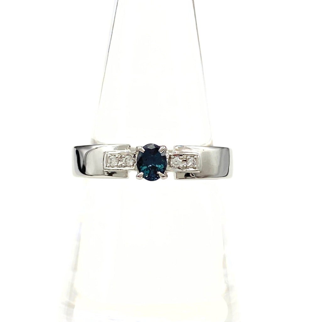 アレキサンドライト デザインリング プラチナ 指輪 メレダイヤ リング 14号 Pt900 アレキサンドライト ダイヤモンド レディース 【中古】nbjwl