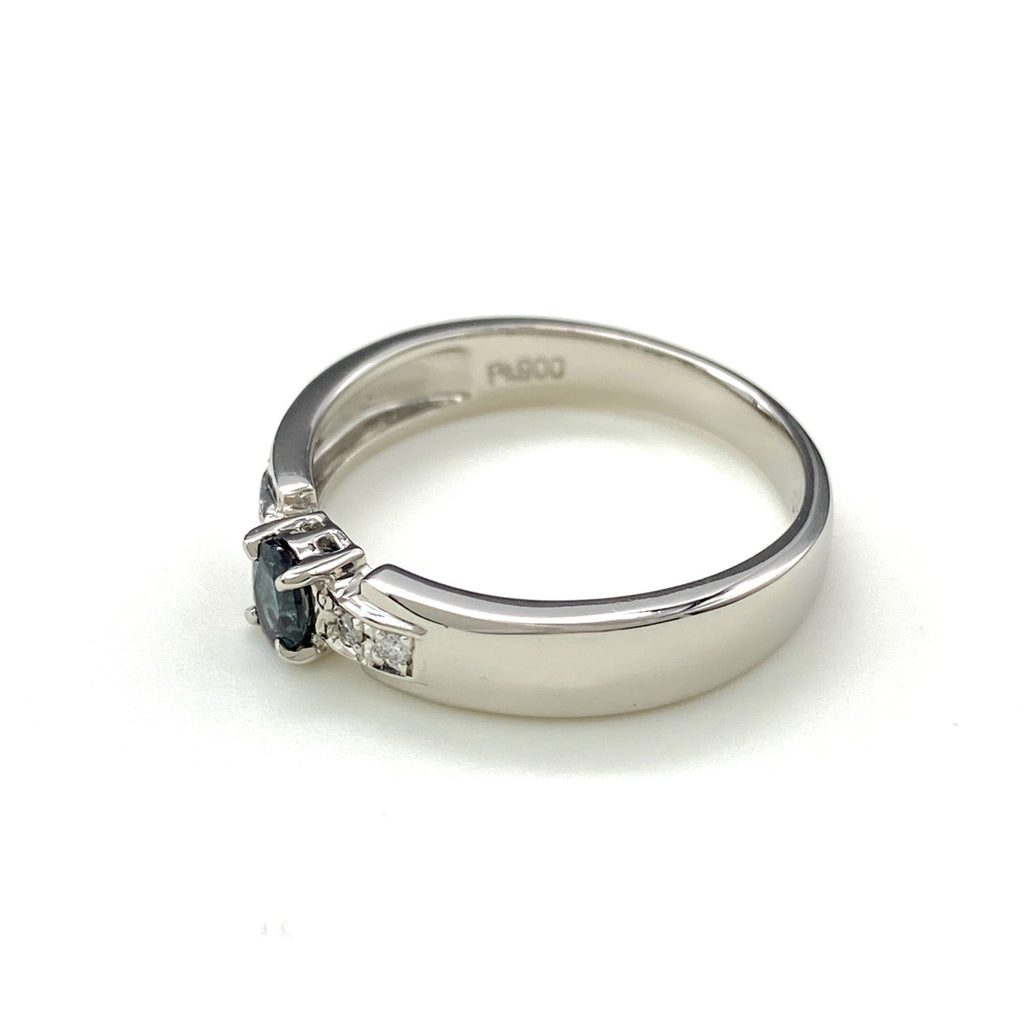 アレキサンドライト デザインリング プラチナ 指輪 メレダイヤ リング 14号 Pt900 アレキサンドライト ダイヤモンド レディース 【中古】nbjwl