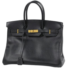 エルメス バーキン 35 手提げ ハンドバッグ アルデンヌ ブラック □C レディース 【中古】brbag