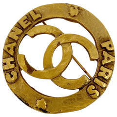 シャネル ココマーク ラウンド ブローチ 丸型 ブローチ GP ゴールド レディース 【中古】bracc