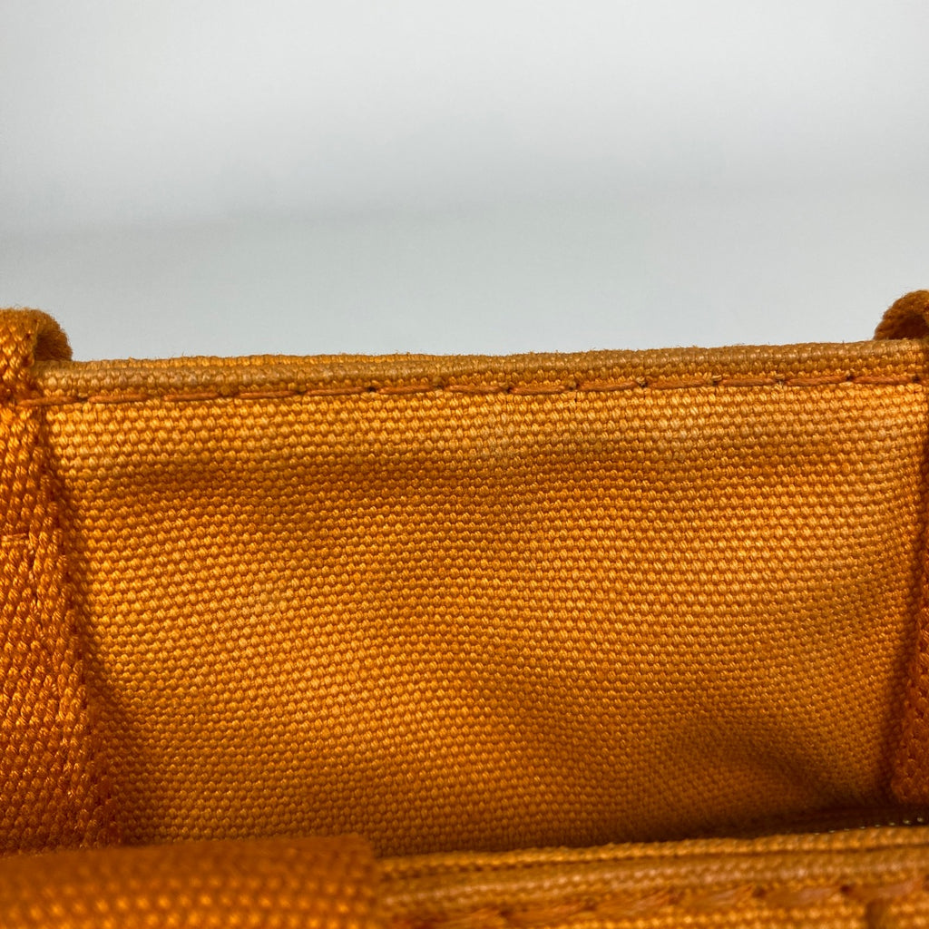 プラダ カナパ トート ハンドバッグ ロゴプレート トートバッグ キャンバス オレンジ レディース 【中古】brbag