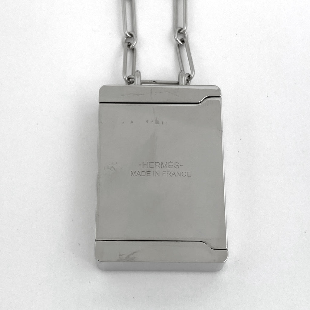 【最終値引き】 エルメス ボワット ア レーブ ネックレス 小物入れ ペンダント ムーン ネックレス メタル シルバー ネイビー レディース 【中古】bracc bracc
