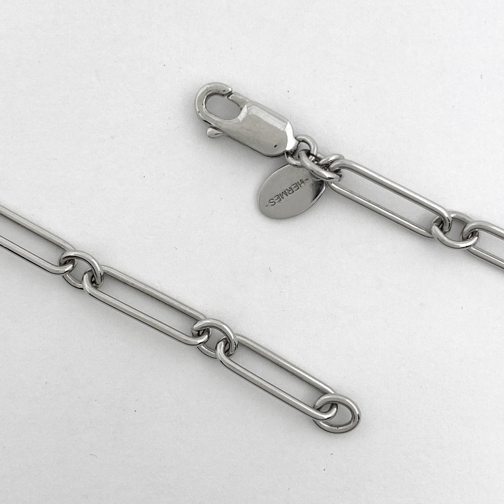 【最終値引き】 エルメス ボワット ア レーブ ネックレス 小物入れ ペンダント ムーン ネックレス メタル シルバー ネイビー レディース 【中古】bracc bracc
