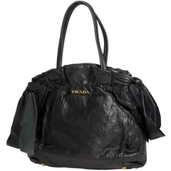 プラダ ロゴ ハンドバッグ 2WAY ショルダーバッグ リボン ハンドバッグ レザー ブラック レディース 【中古】brbag