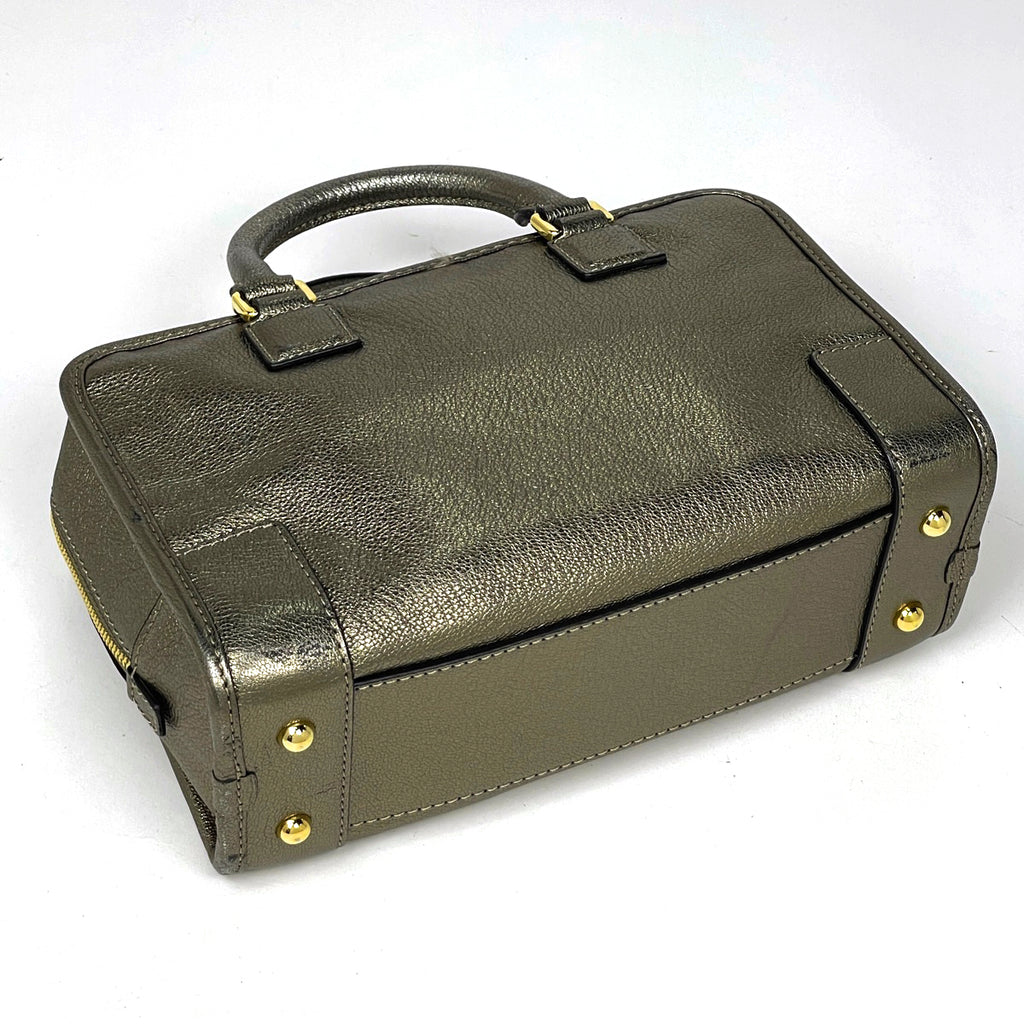 ロエベ アマソナ 23 2WAY ショルダーバッグ メタリック ハンドバッグ レザー グリーンベージュ レディース 【中古】
