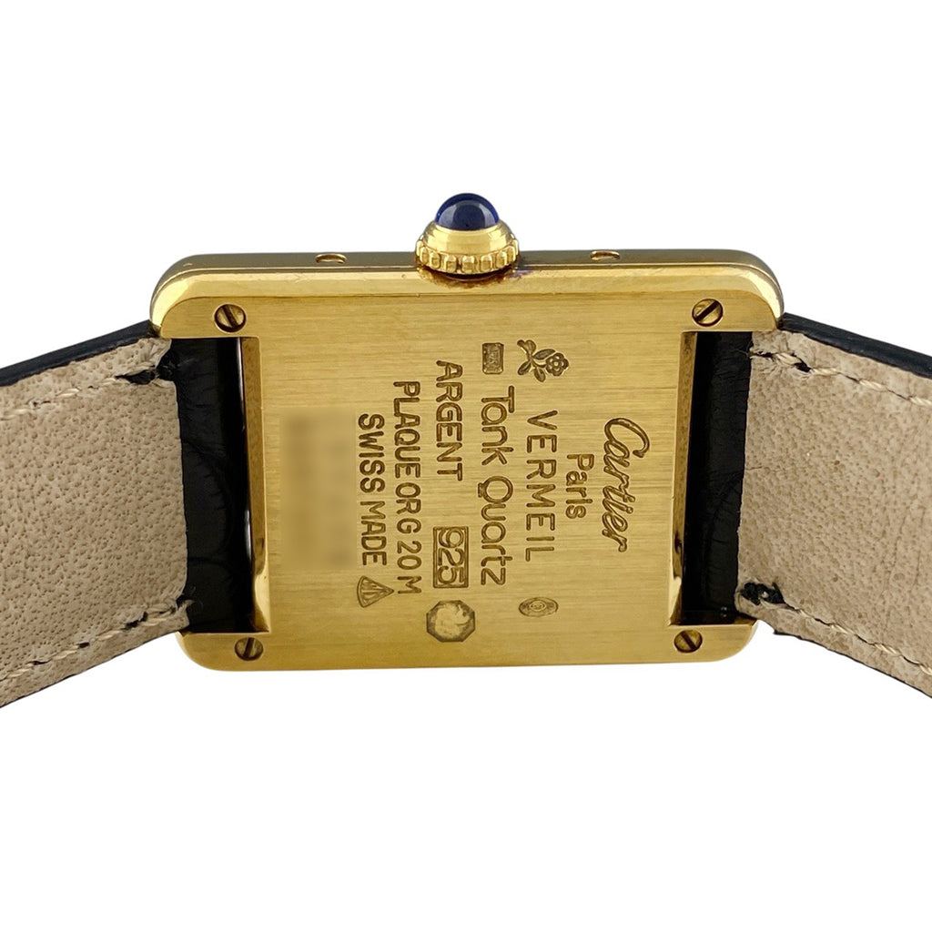 カルティエ マストタンク SM ヴェルメイユ トリニティ W1006354 腕時計 シルバー925 GP レザー クォーツ ホワイト レディース 【中古】wtcbb