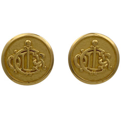 クリスチャンディオール ロゴ ラウンド イヤリング 丸型 エンブレム イヤリング GP ゴールド レディース 【中古】 bracc