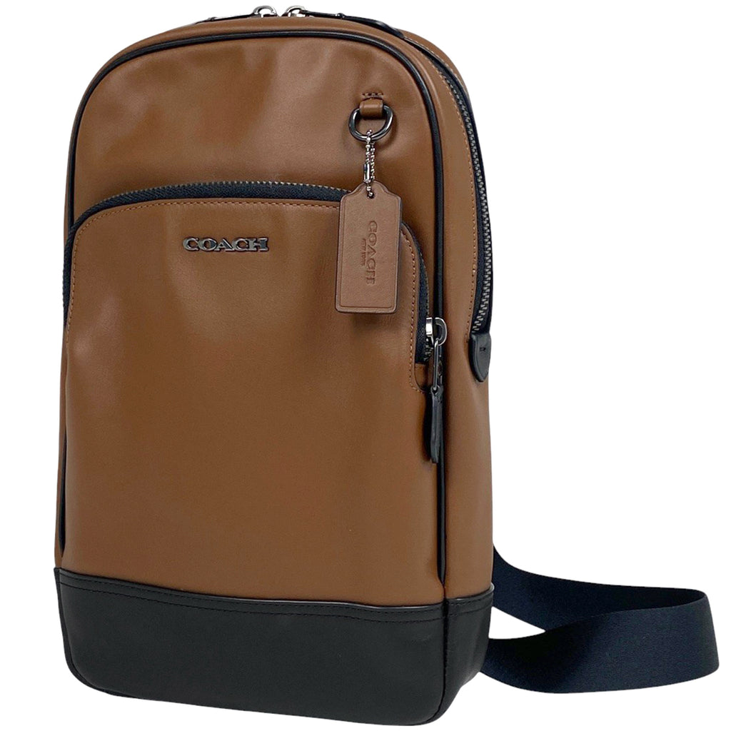 コーチ グラハム パック ショルダーバッグ ボディバッグ レザー ブラウン ブラック C2931 メンズ 【中古】brbag