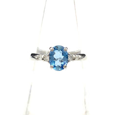 アクアマリン デザインリング プラチナ 指輪 メレダイヤ リング 11号 Pt900 アクアマリン ダイヤモンド レディース 【中古】nbjwl