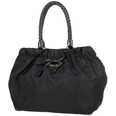 プラダ ロゴ ハンドバッグ トートバッグ リボン ハンドバッグ ナイロン ネロ(ブラック) レディース 【中古】 brbag