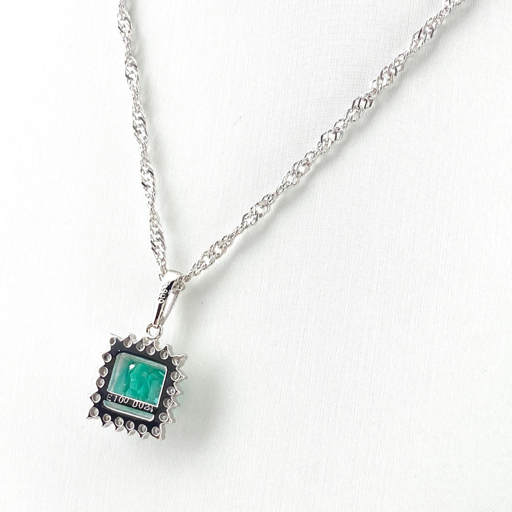 エメラルド デザインネックレス プラチナ ペンダント メレダイヤ ネックレス Pt900 Pt850 エメラルド レディース 【中古】nbjwl