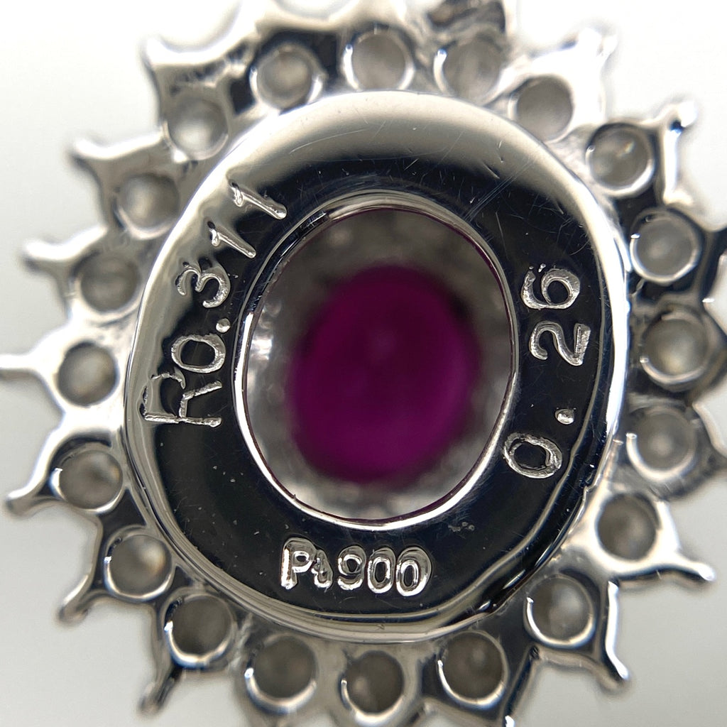 ルビー デザインネックレス プラチナ ペンダント メレダイヤ ダイヤモンド ネックレス Pt900 Pt850 ルビー レディース 【中古】nbjwl