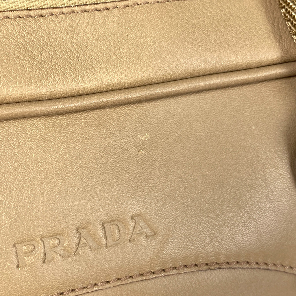 プラダ ロゴ ハンドバッグ ショルダーバッグ ハンドバッグ レザー ベージュ レディース 【中古】brbag
