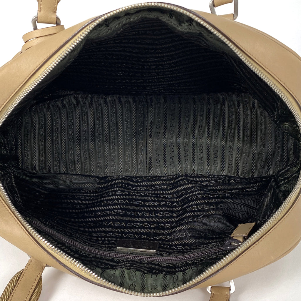 プラダ ロゴ ハンドバッグ ショルダーバッグ ハンドバッグ レザー ベージュ レディース 【中古】brbag