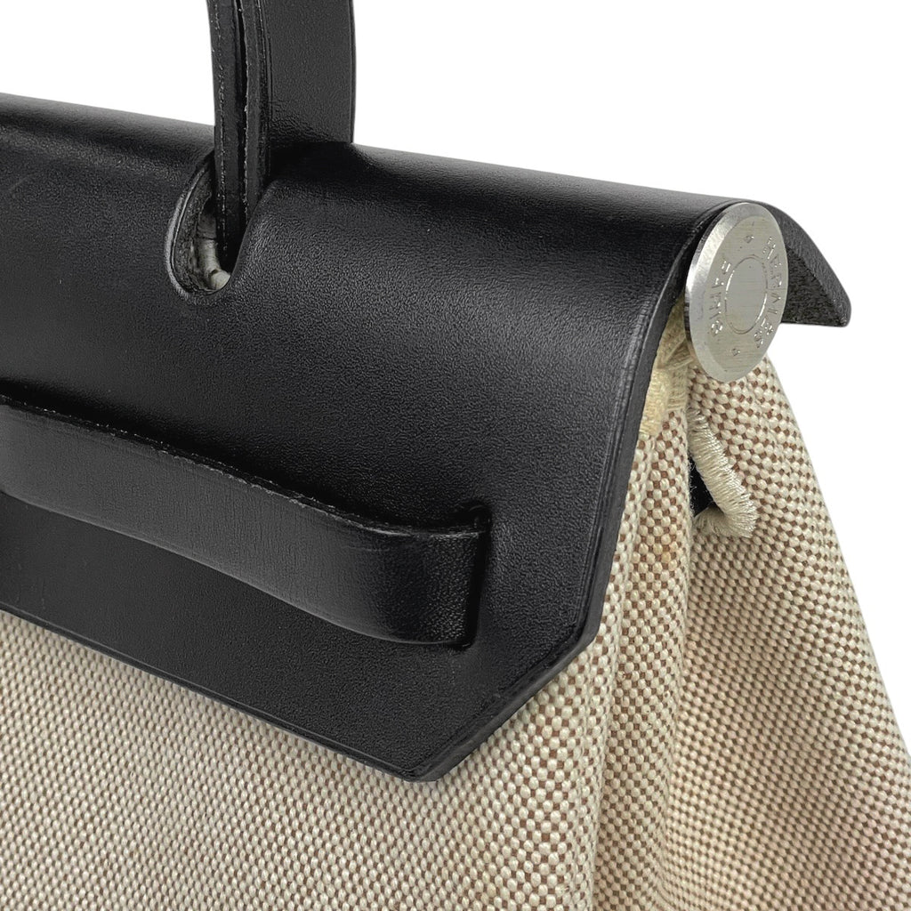 エルメス エールバッグ PM 2WAY ショルダーバッグ ハンドバッグ トワルアッシュ ナチュラル ブラック □F レディース 【中古】