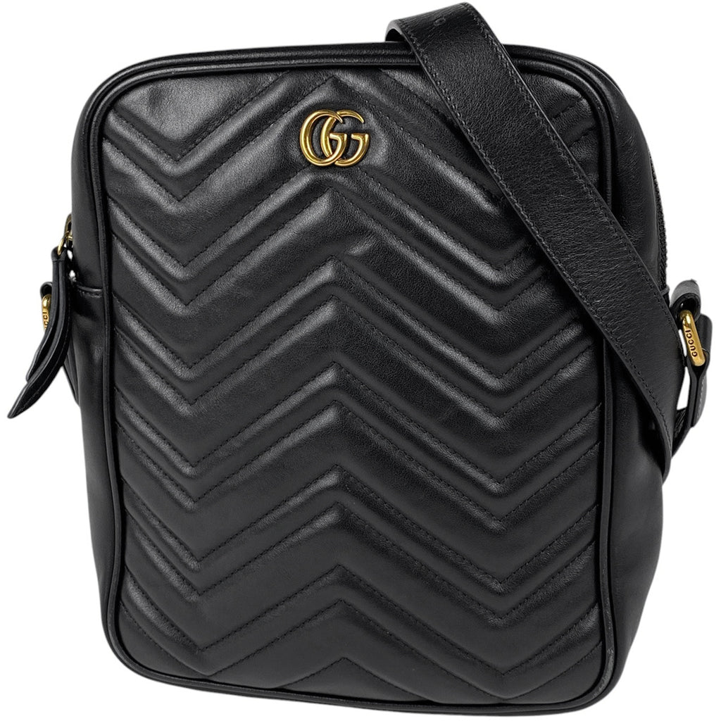 グッチ GGマーモント ショルダーバッグ 斜め掛け ショルダーバッグ レザー ブラック 523365 レディース 【中古】