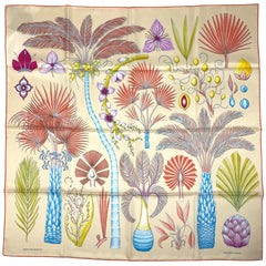 エルメス カレ 90 INDEX PALMARUM  ヤシの目録 スカーフ シルク オレンジ マルチカラー レディース 【中古】 brbag