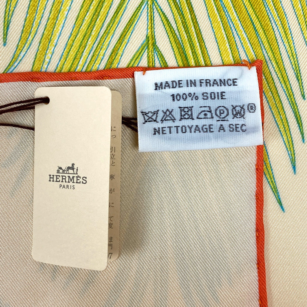 【最終値引き】 エルメス カレ 90 INDEX PALMARUM  ヤシの目録 スカーフ シルク オレンジ マルチカラー レディース 【中古】 brbag