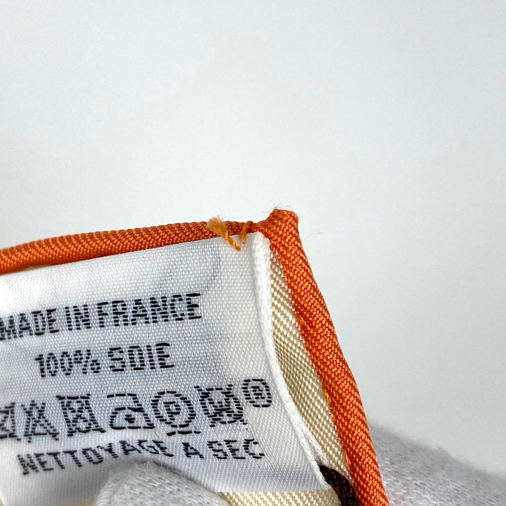 【最終値引き】 エルメス カレ 90 INDEX PALMARUM  ヤシの目録 スカーフ シルク オレンジ マルチカラー レディース 【中古】 brbag