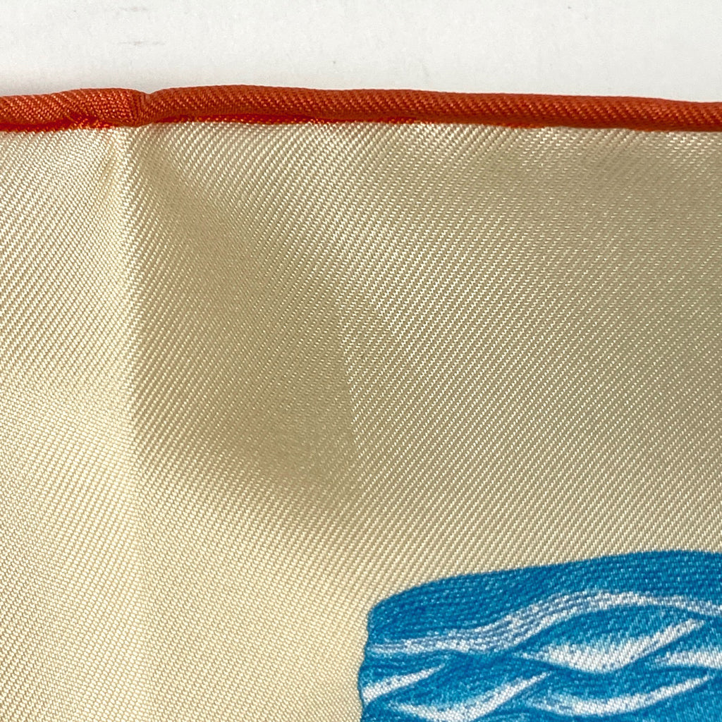 【最終値引き】 エルメス カレ 90 INDEX PALMARUM  ヤシの目録 スカーフ シルク オレンジ マルチカラー レディース 【中古】 brbag