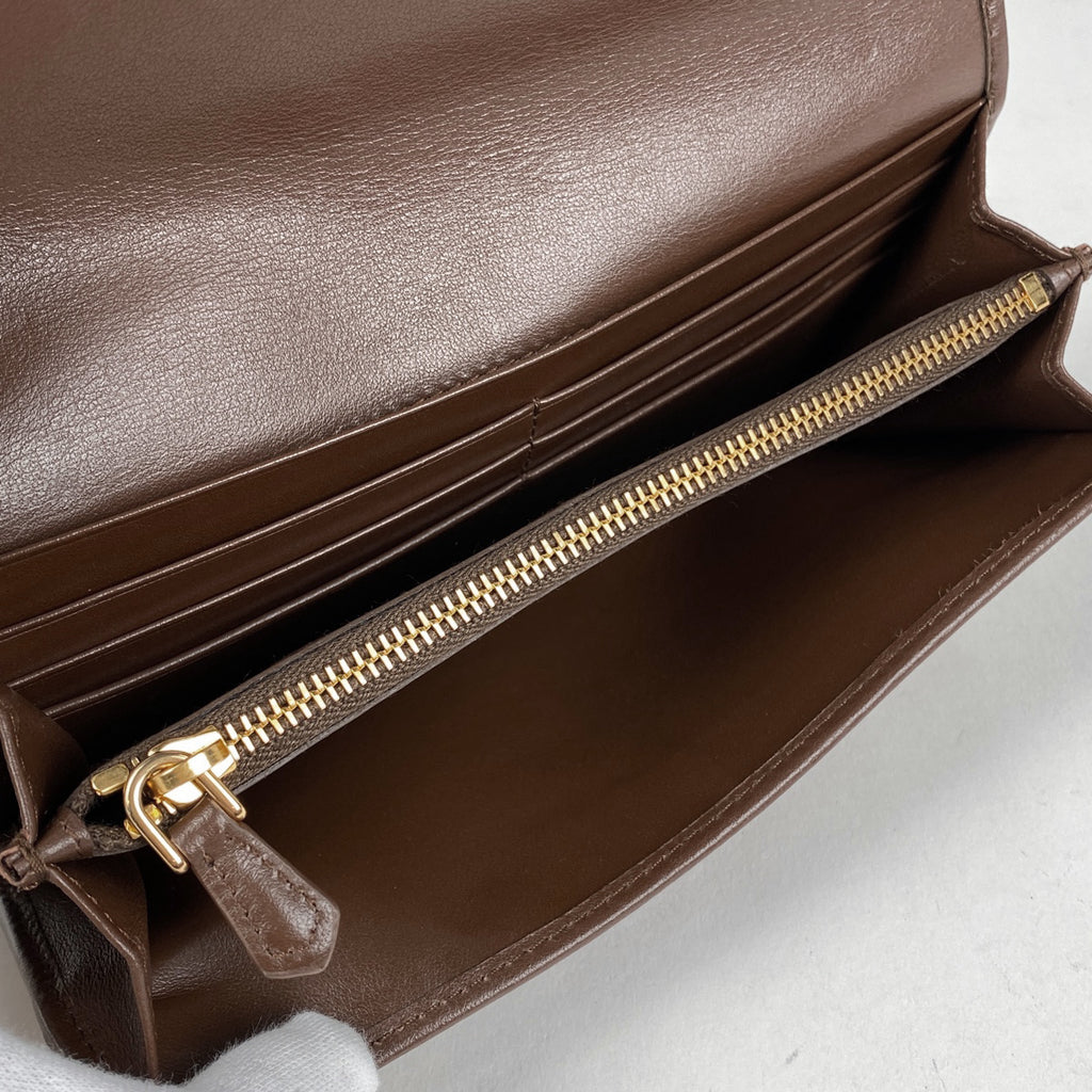 【最終値引き】 プラダ ロゴ 長財布 ベロア チェーン 長財布 ベルベット ブラウン マルチカラー 1MH019 レディース 【中古】 brbag