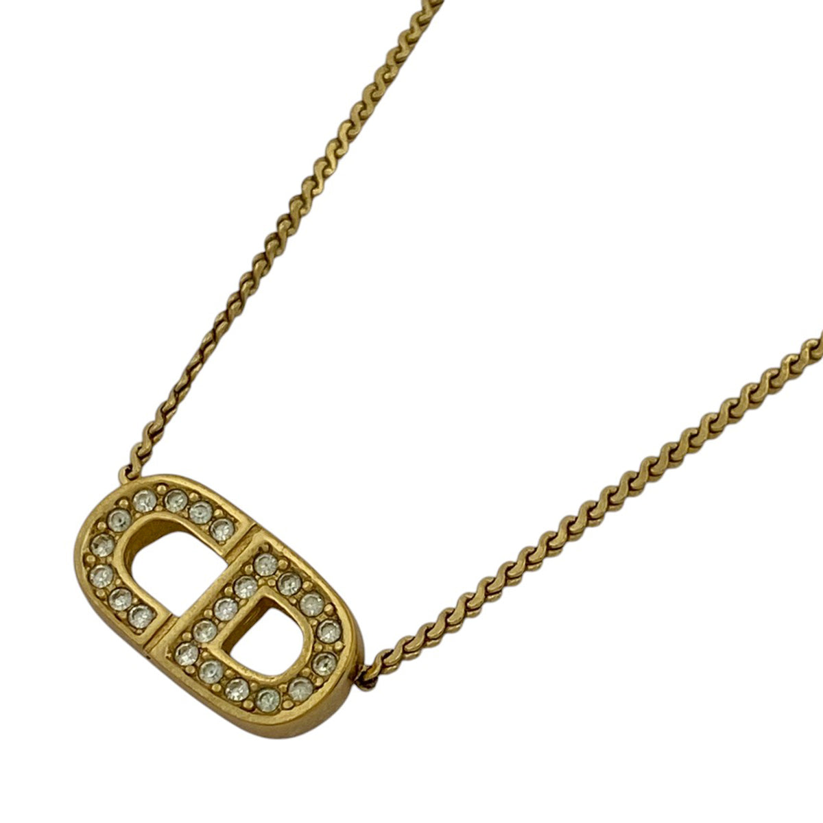 Christian Dior◇CD/ハート/リング/11号/ラインストーン/GLD