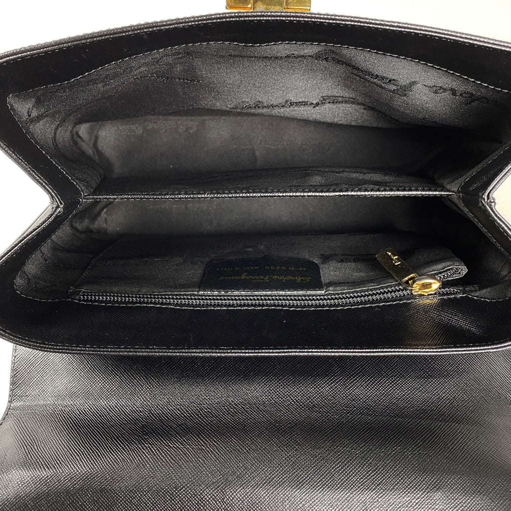 【在庫一掃】 サルヴァトーレフェラガモ ガンチーニ ハンドバッグ 手提げ 2wayバッグ レザー ブラック レディース 【中古】 brbag