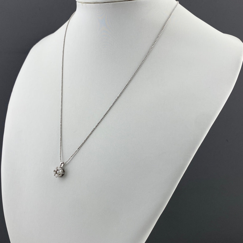 メレダイヤ デザインネックレス WG ホワイトゴールド ペンダント ネックレス K18 WG 750 レディース 【中古】nbjwl