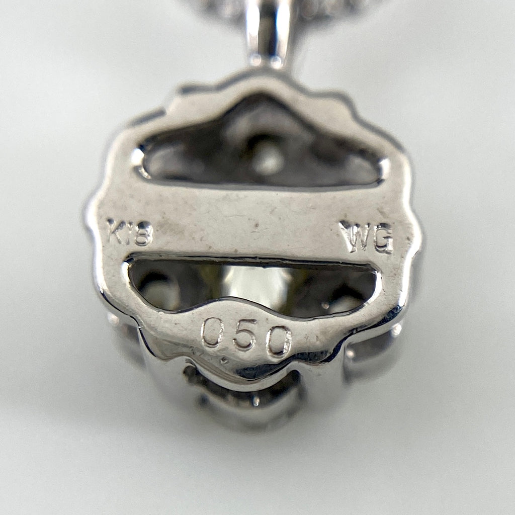 メレダイヤ デザインネックレス WG ホワイトゴールド ペンダント ネックレス K18 WG 750 レディース 【中古】nbjwl