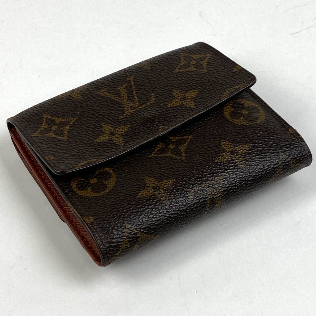 ルイ・ヴィトン ポルト モネ ビエ カルト クレディ 小銭入れ 札入れ Wホック 三つ折り財布 モノグラム ブラウン M61652 レディース 【中古】 brbag