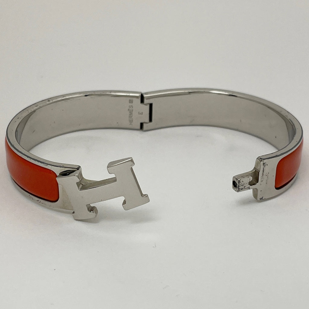 エルメス クリッククラック PM 腕輪 Hロゴ バングル シルバーメッキ シルバー オレンジ レディース 【中古】bracc