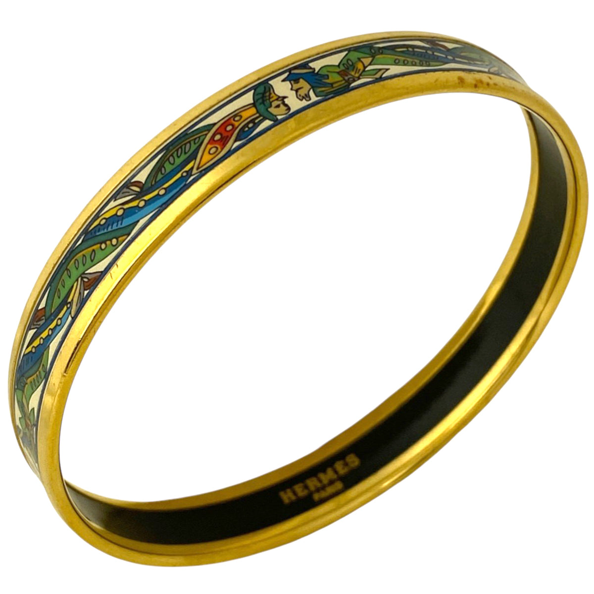 ルー　HERMES エマイユ カレーシュPM バングル イエロー GP 馬 ルー HERMES エマイユ カレーシュPM バングル イエロー GP 馬