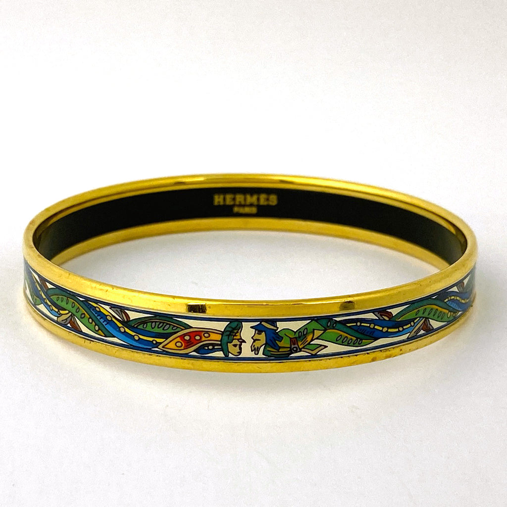 エルメス エマイユ PM 腕輪 七宝焼き バングル GP ゴールド グリーン マルチカラー レディース 【中古】bracc