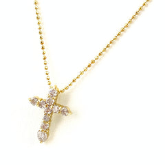 クロスモチーフ デザインネックレス YG イエローゴールド ペンダント 十字架 ネックレス K18 ダイヤモンド レディース 【中古】nbjwl