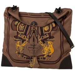 エルメス シルキーシティMM BRIDES de GALA 式典用馬勒 馬具 ショルダーバッグ シルク ブラウン □Ｎ レディース 【中古】 brbag