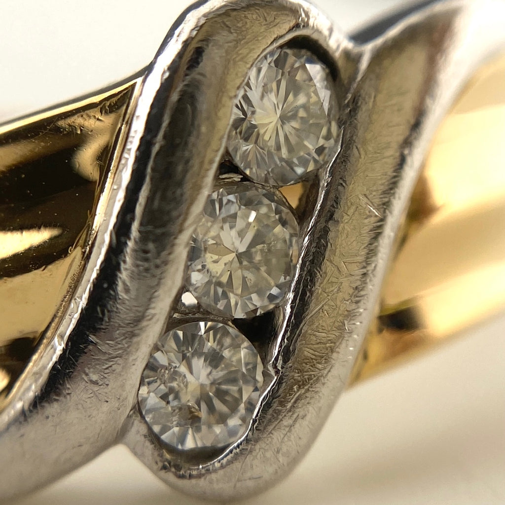 メレダイヤ デザインリング YG イエローゴールド プラチナ 指輪 メレダイヤ リング 14号 K18 Pt900 ダイヤモンド レディース 【中古】nbjwl