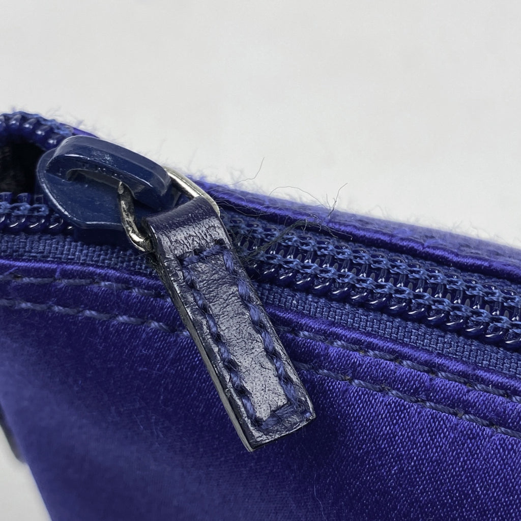 グッチ ロゴ ハンドバッグ アクセサリーポーチ ハンドバッグ サテン ブルー 0391103 レディース 【中古】brbag