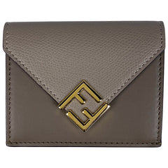 【在庫一掃】 フェンディ ロゴ 三つ折り財布 FFダイヤモンド コンパクトウォレット 三つ折り財布 レザー グレー 8M0480 レディース 【中古】 brbag