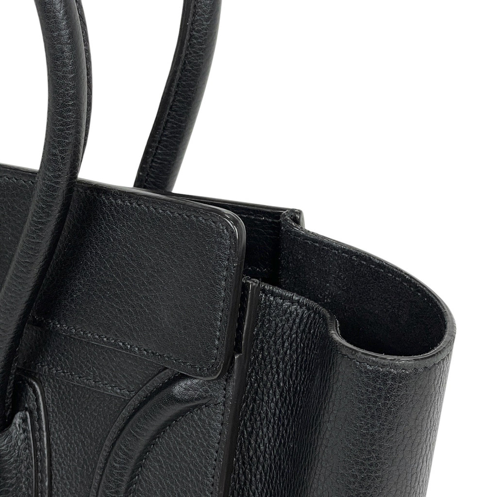 セリーヌ ラゲージ マイクロショッパー トートバッグ ハンドバッグ レザー ブラック レディース 【中古】 brbag
