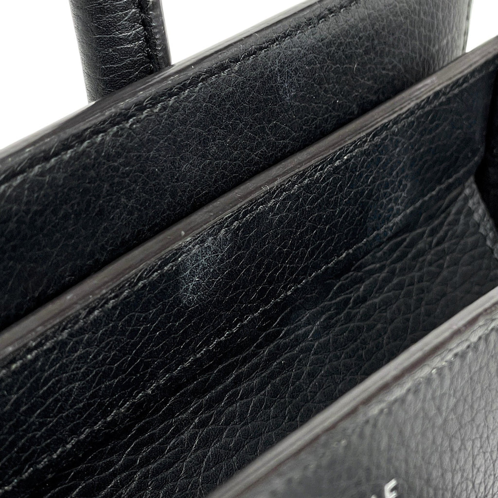 セリーヌ ラゲージ マイクロショッパー トートバッグ ハンドバッグ レザー ブラック レディース 【中古】 brbag