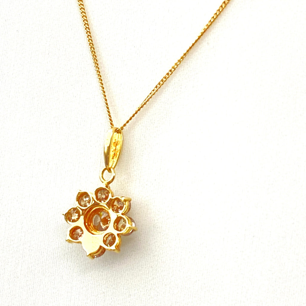 メレダイヤ デザインネックレス YG イエローゴールド ペンダント ネックレス K18 750 ダイヤモンド レディース 【中古】nbjwl