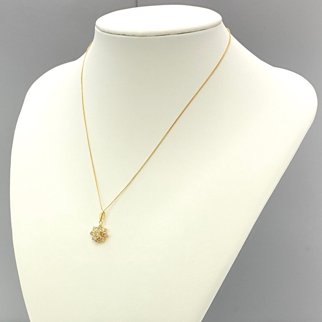 メレダイヤ デザインネックレス YG イエローゴールド ペンダント ネックレス K18 750 ダイヤモンド レディース 【中古】nbjwl
