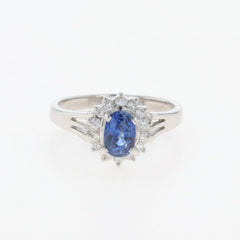 サファイア デザインリング プラチナ 指輪 メレダイヤ リング 11号 Pt900 サファイア ダイヤモンド レディース 【中古】nbjwl