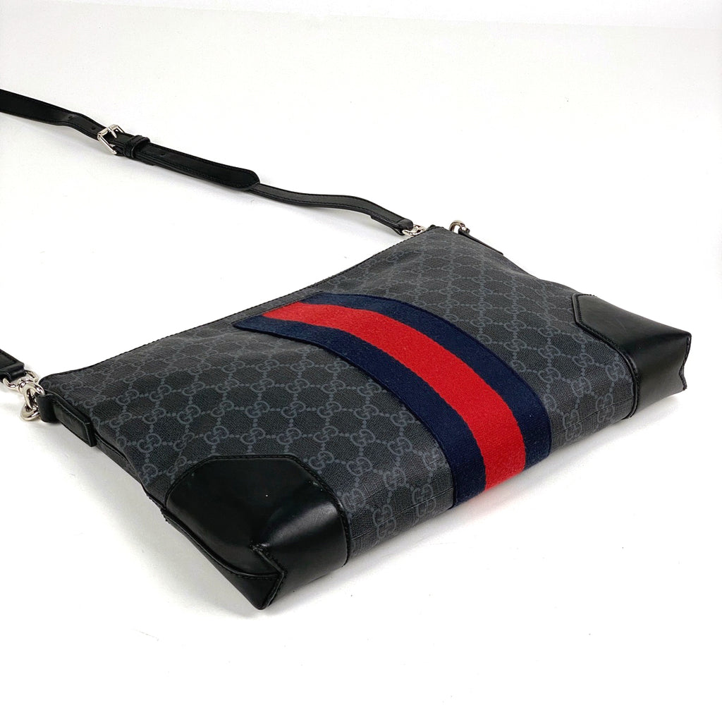 グッチ GG柄 ショルダーバッグ シェリーライン ウェブ ショルダーバッグ GGスプリーム ブラック 474139 メンズ 【中古】brbag