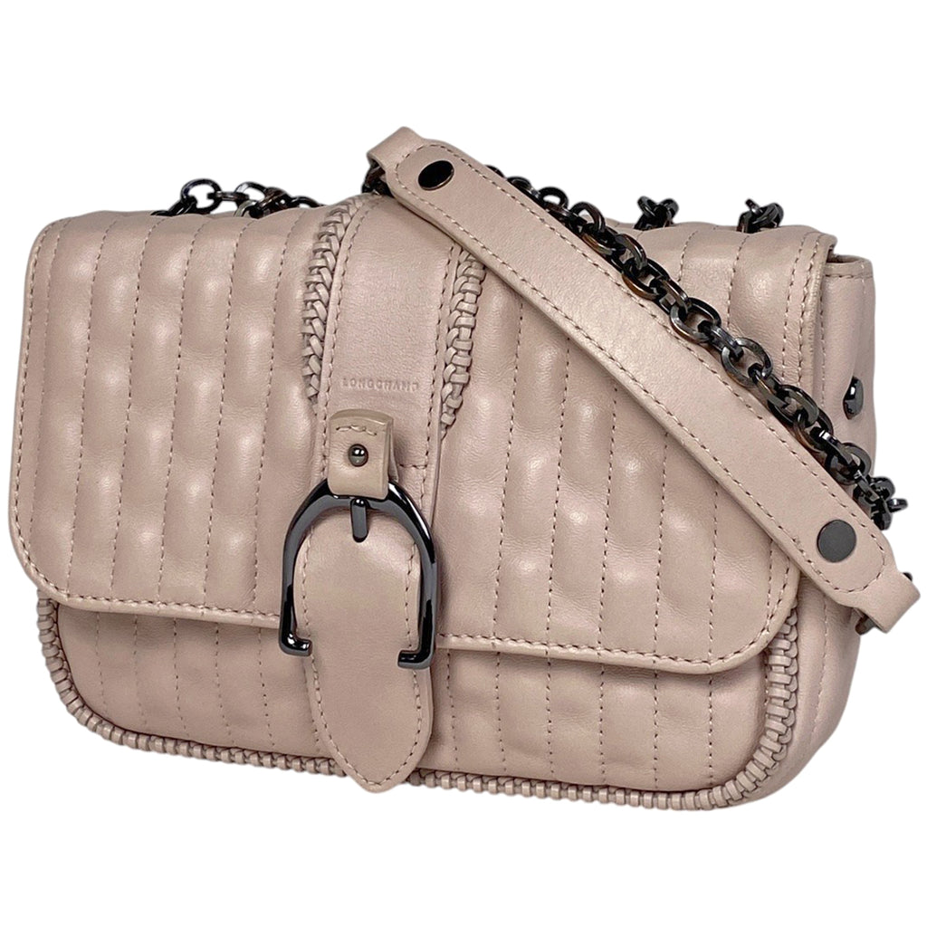 ロンシャン ロゴ チェーン ショルダーバッグ キルティング ショルダーバッグ レザー ピンク レディース 【中古】 brbag