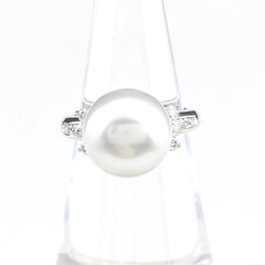 【在庫一掃】 タサキ パール デザインリング WG ホワイトゴールド 指輪 メレダイヤ 真珠 リング 10.5号 750 パール ダイヤモンド レディース 【中古】 brjwl