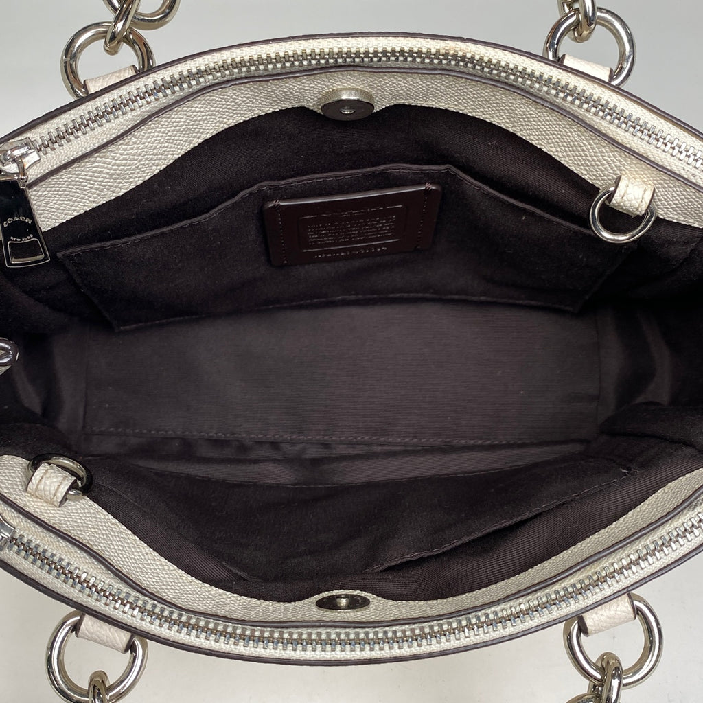 コーチ ロゴ ハンドバッグ フローラルリベット トート ハンドバッグ レザー ホワイト F37754 レディース 【中古】 brbag