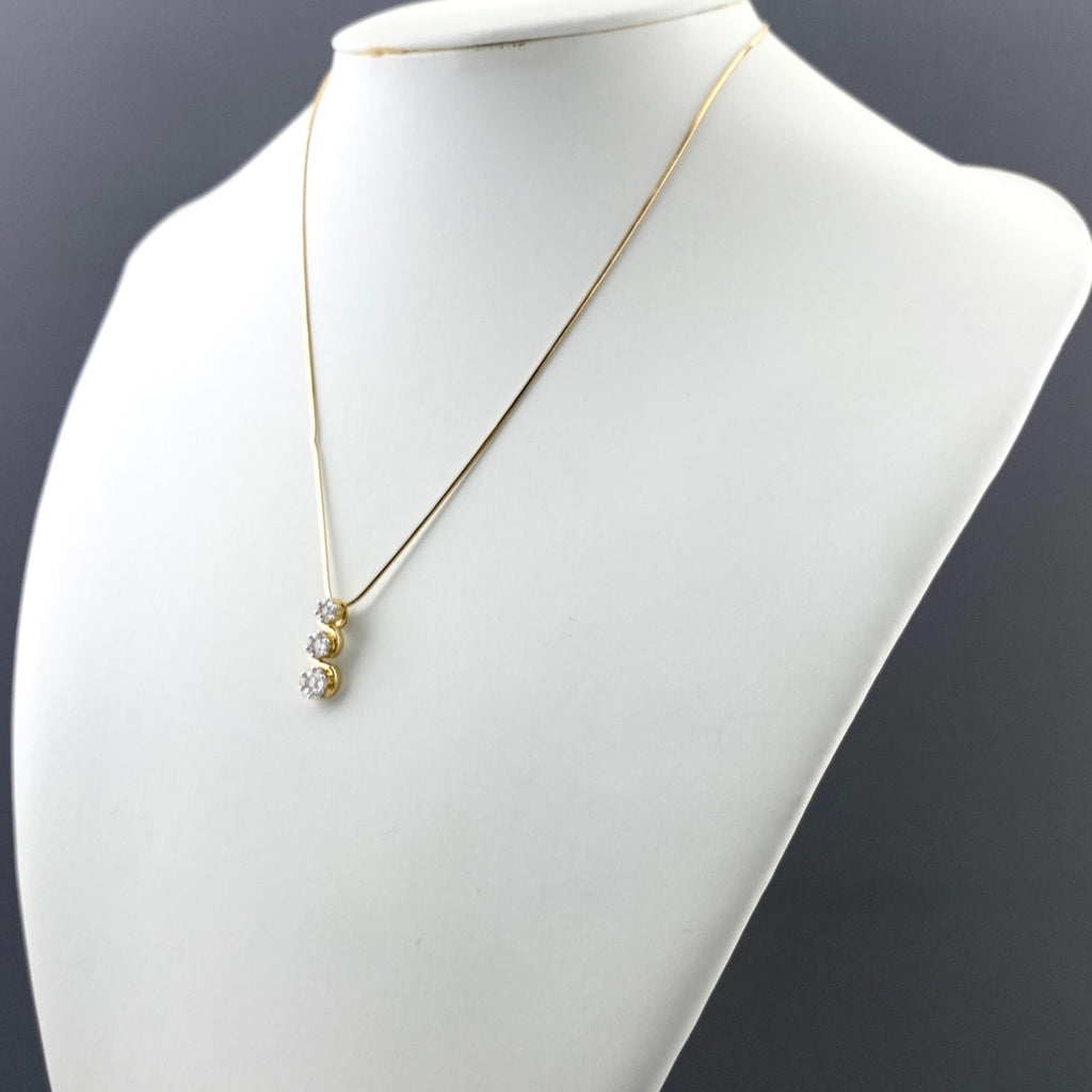 メレダイヤ デザインネックレス YG イエローゴールド ペンダント ネックレス 750 ダイヤモンド レディース 【中古】nbjwl