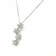 フラワーモチーフ デザインネックレス WG ホワイトゴールド ペンダント 花 メレダイヤ ネックレス K18 WG ダイヤモンド レディース 【中古】nbjwl