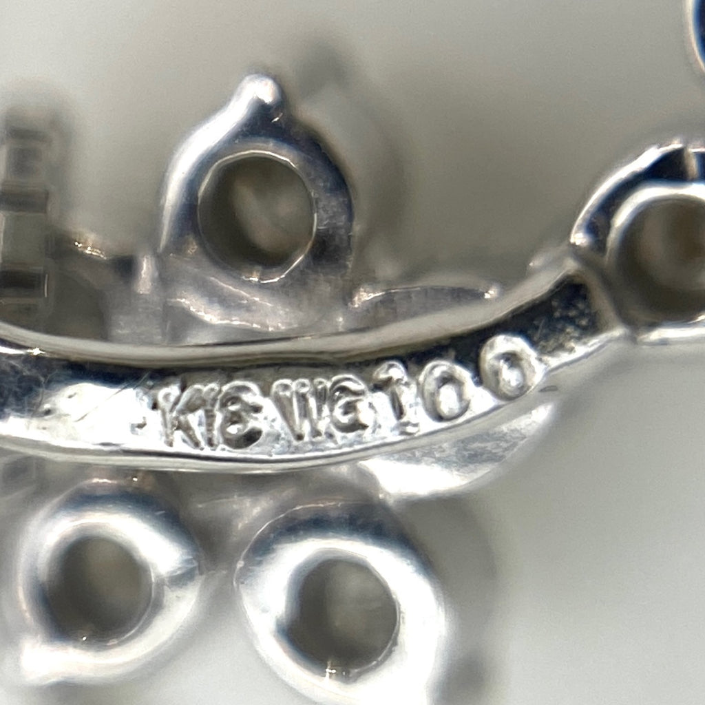 フラワーモチーフ デザインネックレス WG ホワイトゴールド ペンダント 花 メレダイヤ ネックレス K18 WG ダイヤモンド レディース 【中古】nbjwl